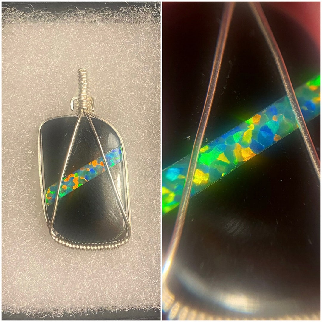 Wire Wrapped Onyx Opal Pendant, Opal Wire Wrapped Pendant, Wire Wrapped