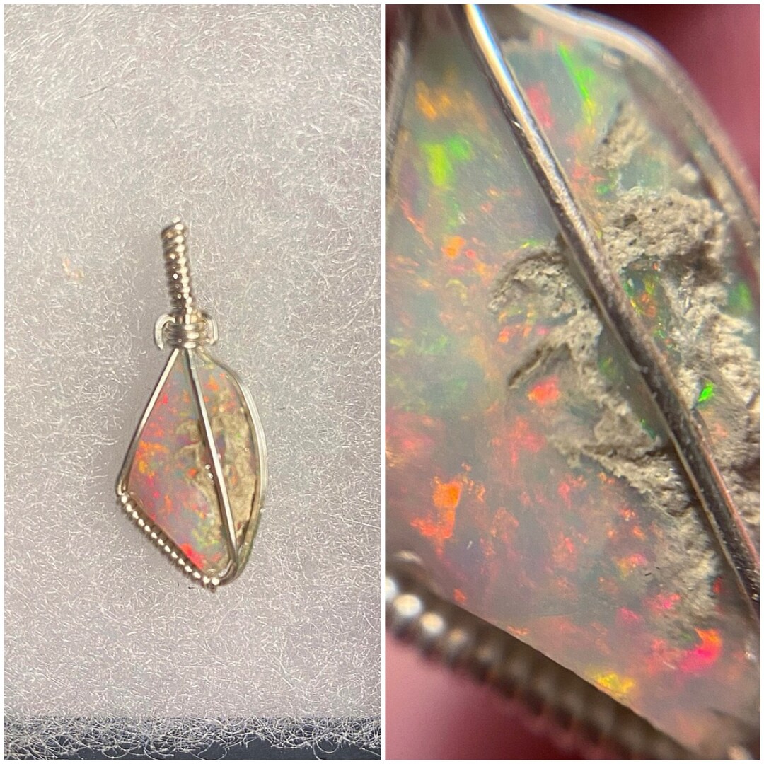 Wire Wrapped Rough Opal Pendant, Ethiopian Opal Pendant, Opal Wire Wrap