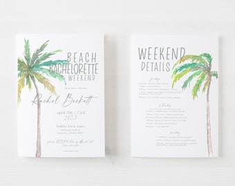 Personalized Beach Bachelorette Weekend Invitation And Itinerary, Custom Beach Bachelorette Invite And Weekend Details, Printable Invite