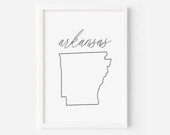 Arkansas State Printable Wall Art, Printable Arkansas Outline Artwork, Arkansas Printable Art, State Outline Art Print, Arkansas Map Print