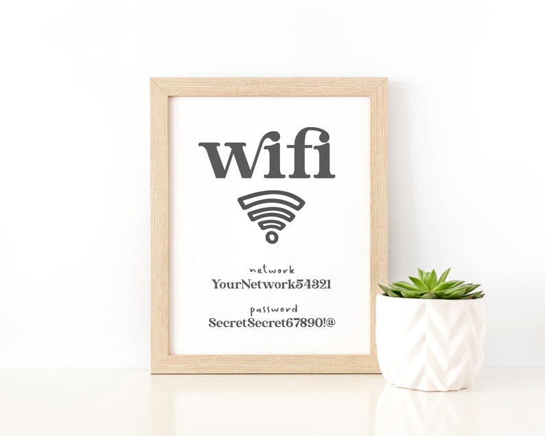 Custom Wifi Printable Sign Personalized Wifi Network and - Etsy