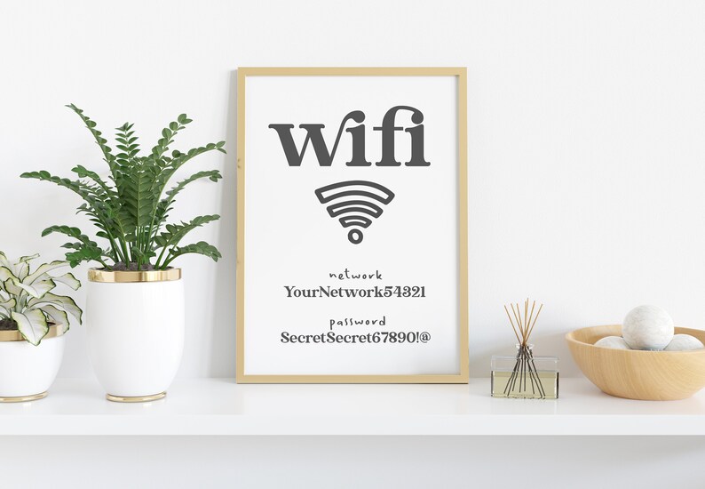 Custom Wifi Printable Sign Personalized Wifi Network and Etsy