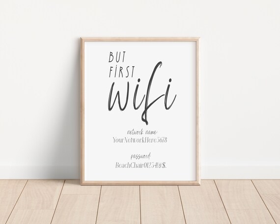 But First Wifi Custom Printable Sign Personalized Wifi - Etsy