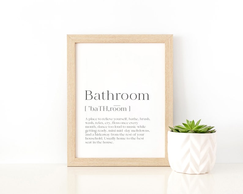 Bathroom Dictionary Defintion Printable Art Dictionary Etsy
