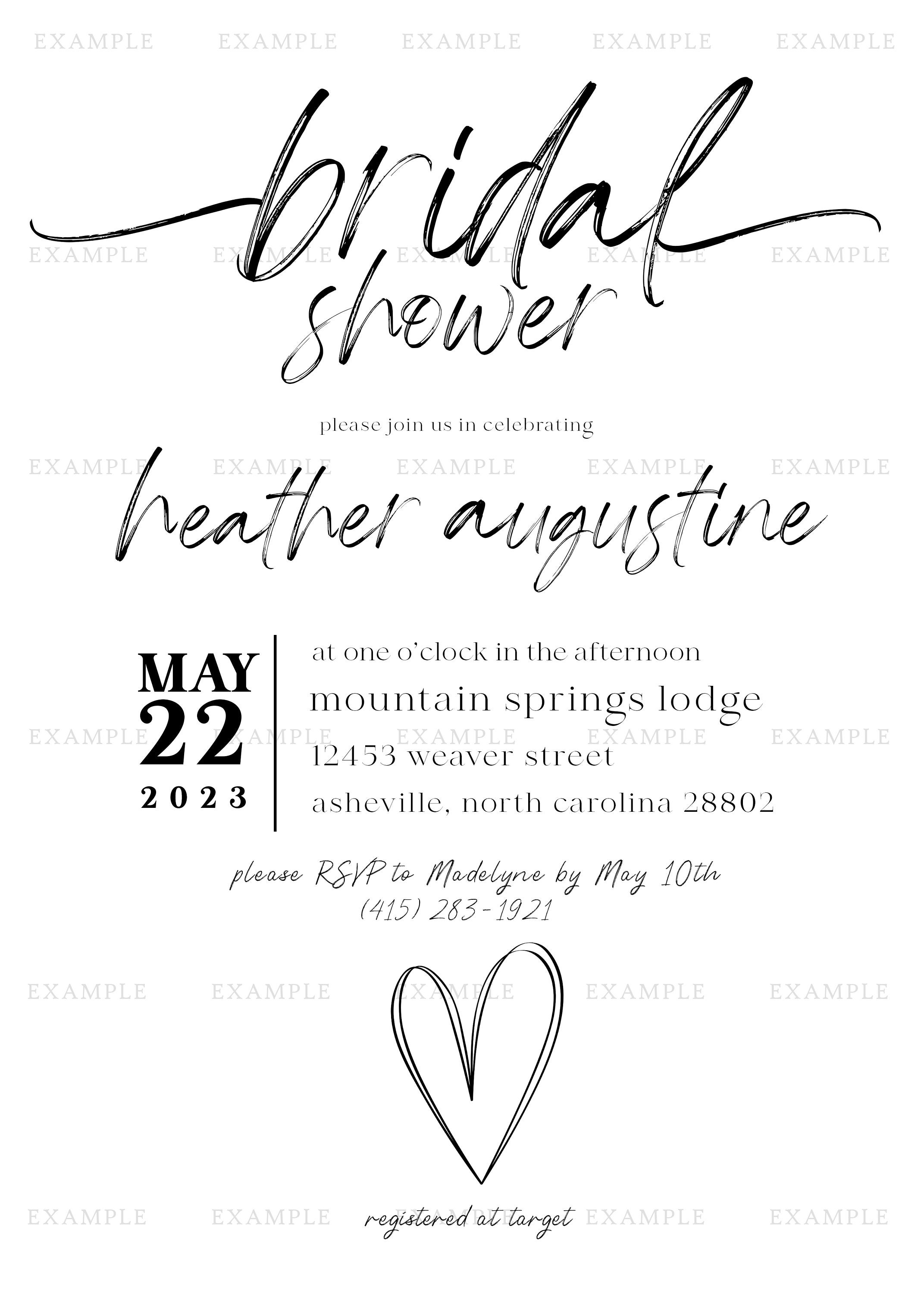 Custom Bridal Shower Invitation Personalized Printable Bridal Etsy