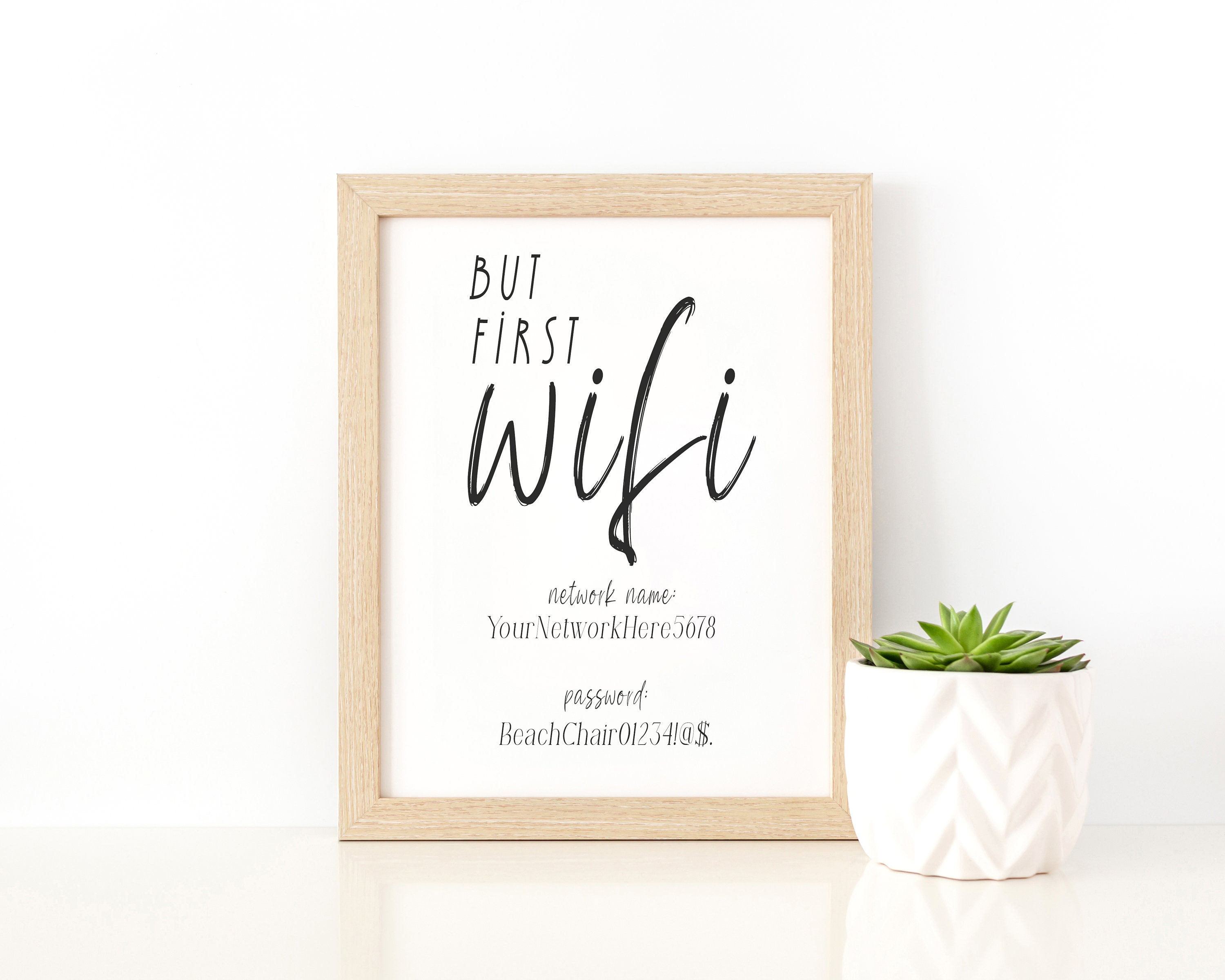 But First Wifi Custom Printable Sign, Personalized Wifi Printable ...