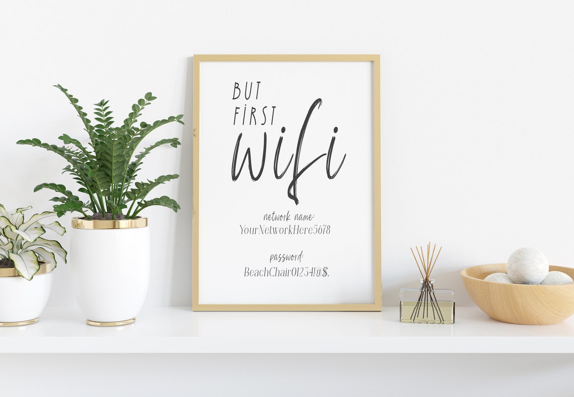 But First Wifi Custom Printable Sign, Personalized Wifi Printable ...