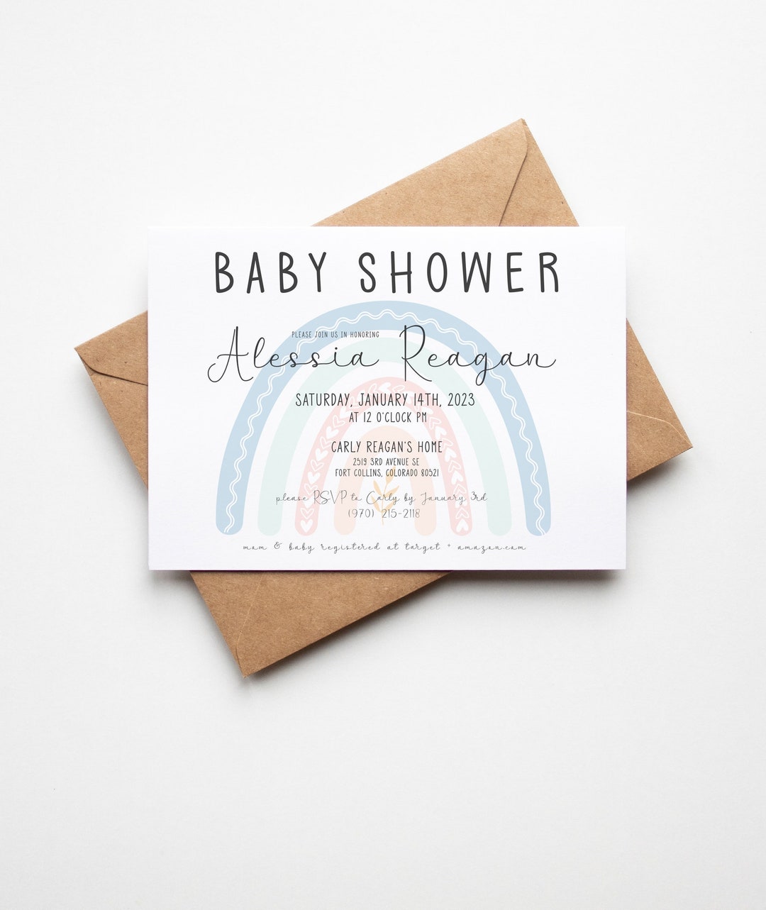 Custom Baby Shower Printable Invitation, Personalized Baby Shower