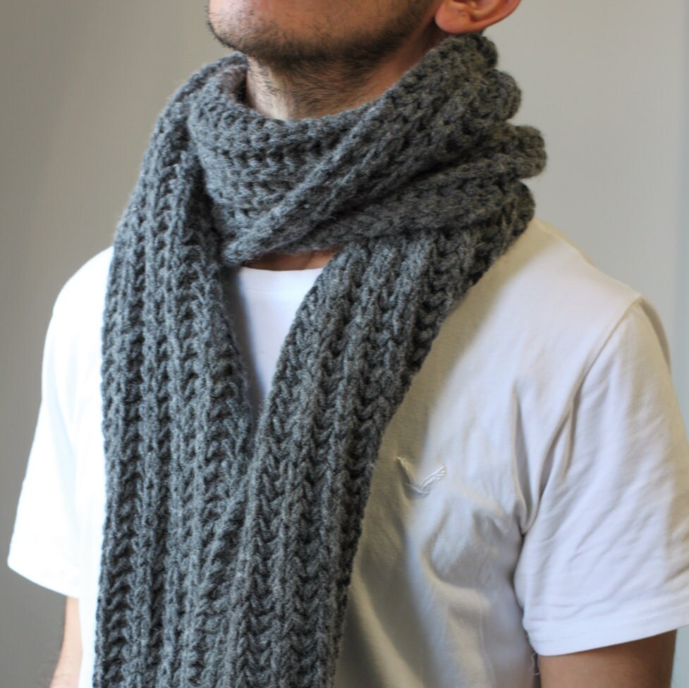 Gray wool scarf mens grey scarf men winter scarf grey wool Etsy