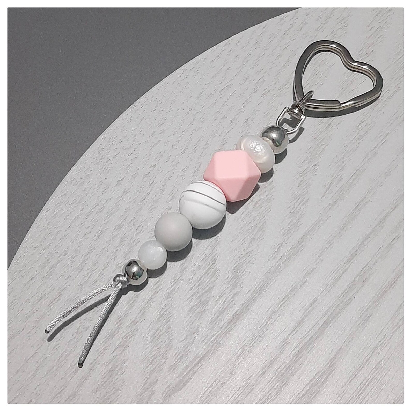 Love Heart Silicone Bead Keyring / Keychain Mother's Day Etsy