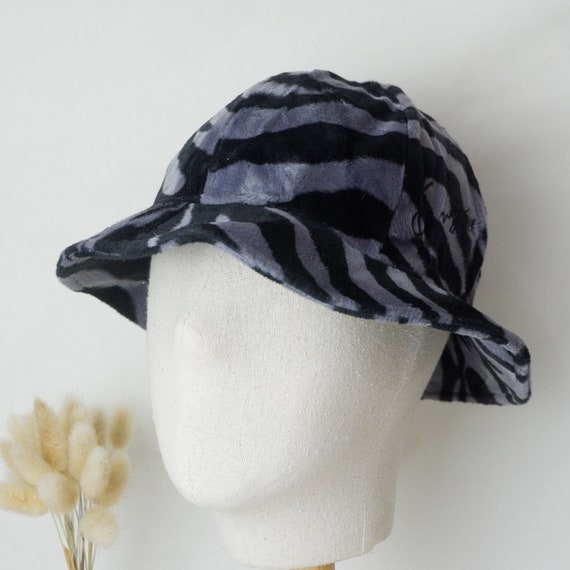 Vintage Kenzo fluffy zebra stripe print bucket hat