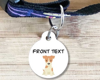 Jack Russell Terrier Round Pet Dog Puppy ID Tag Personalised Engraved Aluminium 