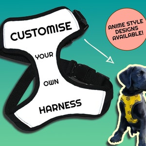 Custom dog harness, Dog Harness, Choose your Own Design Dog Harness, Design your own dog harness, Anime Dog Harness, Make your Own Harness