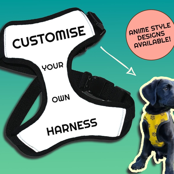 Custom dog harness, Dog Harness, Choose your Own Design Dog Harness, Design your own dog harness, Anime Dog Harness, Make your Own Harness