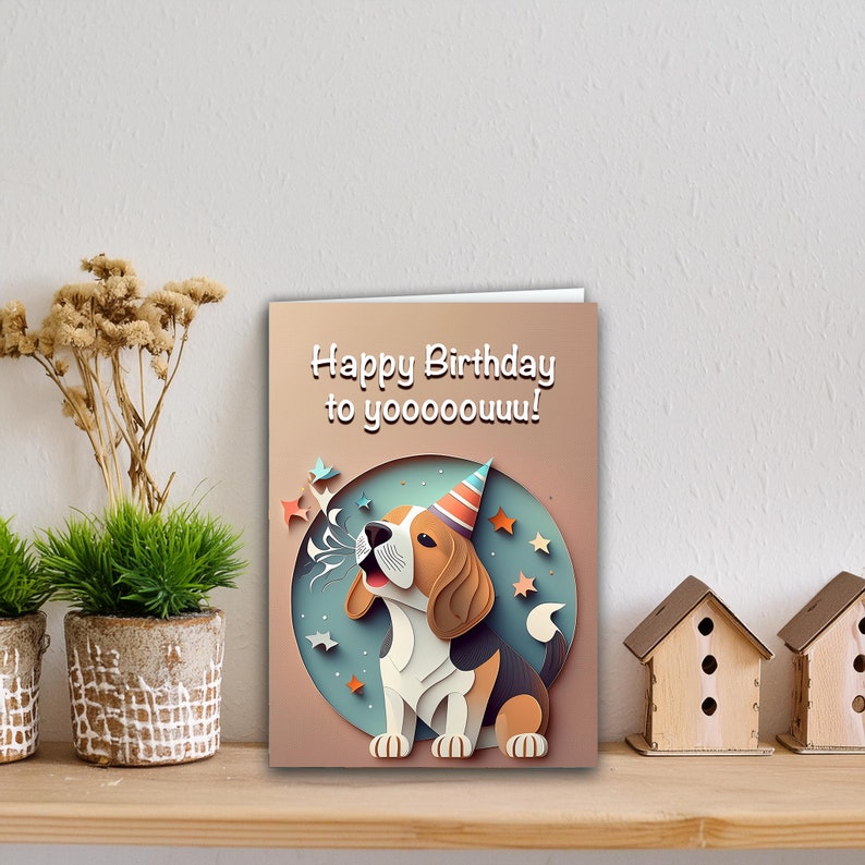 Beagle Birthday Card, 2D Card, 2D Image, Cute Dog Lover Greeting Card ...