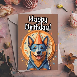Australian Cattle Dog Birthday Card, 2D card, 2D image, Cute Dog Lover Greeting Card, Pet Card, Cattle Dog Gifts, Unique Dog Birthday Card