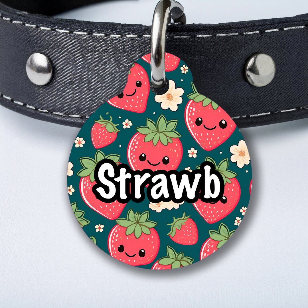 Raspberry Dog Tag Strawberry Pet Tag, Pet ID Tag, Custom Dog Tag, Custom Tag, Strawberry ...