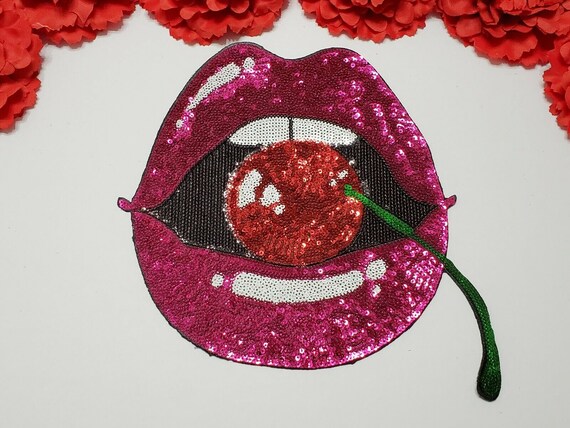 Lips patch, Sequin patch, Iron on
