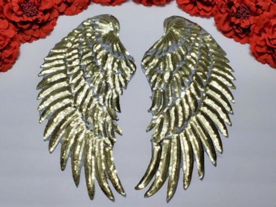 2pc/set Sequin patches Iron on Fashion Large patch Wings patch