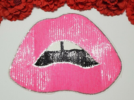 Lips patch Sequin patch Large patch Iron on patch 