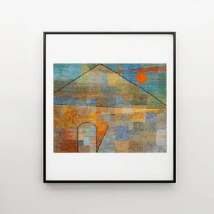 Paul Klee Modern art Landscape Poster,  Art & Collectibles Home Decor, colorful abstract fine art in Orange, Yellow and Green