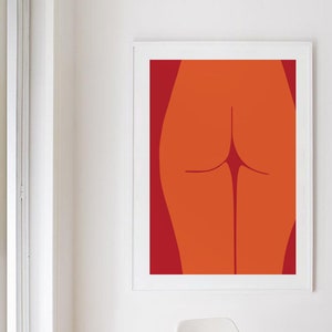 70s poster, woman drawing, Art and collectibles, Line illustration, Minimalist Print, Red and Orange Woman wall art