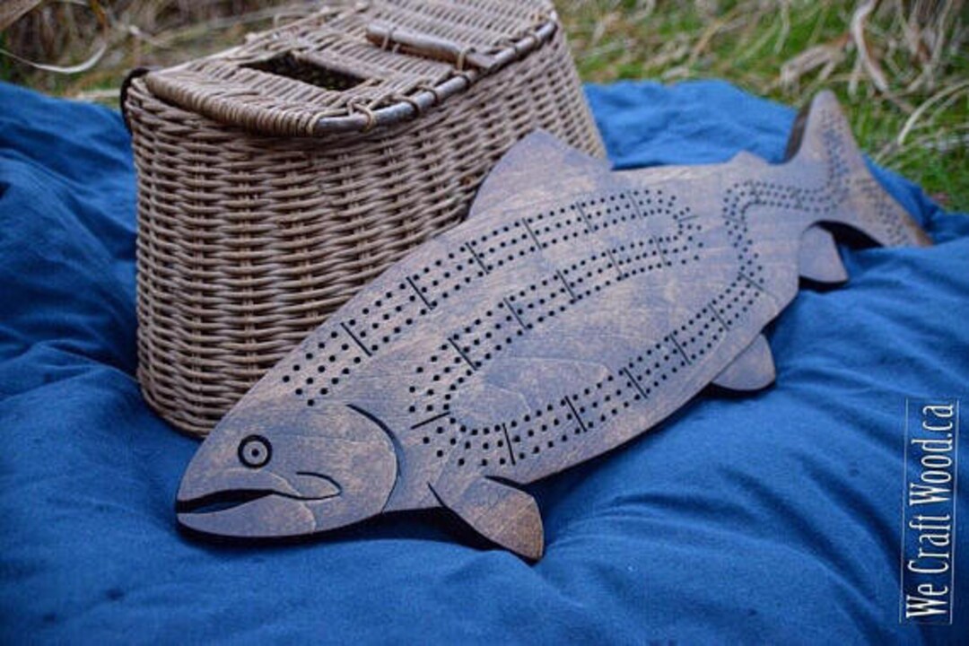 Wooden Trout Crib Board Cribbage Wooden Gift Handcrafted Etsy Canada