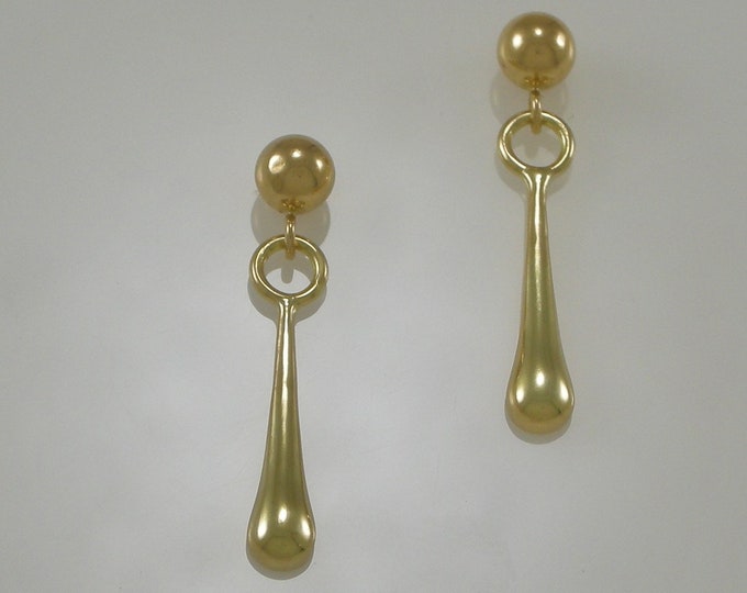18KT  Teardrop Dangle Earrings | 18K Gold Drop Earrings | Gold Post Earrings | Keiser Sterling Jewelry | 750 Gold Earrings | Drop Earrings