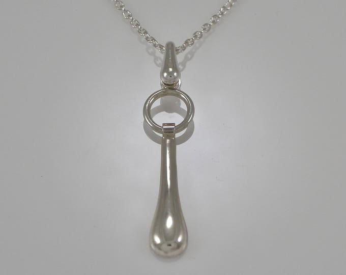 Sterling Dangle Teardrop Pendant | Silver Droplet Pendant | 925 Ring & Droplet Pendant | Keiser Sterling Jewelry | Sterling Silver Pendant