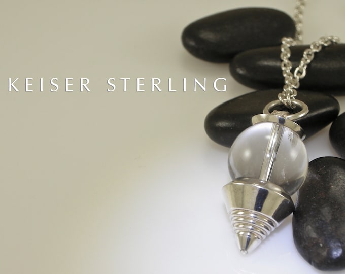 Sterling Silver Quartz Crystal Centering Pendant | Quartz Bead Healing Pendant | Keiser Sterling Jewelry | 925 Silver Pendant | Handmade USA