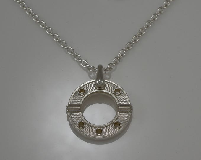Sterling Art Deco Circle Pendant | Silver Portal Pendant | 925 Porthole Pendant | Keiser Sterling Jewelry | Mens Pendant | Silver Pendant |