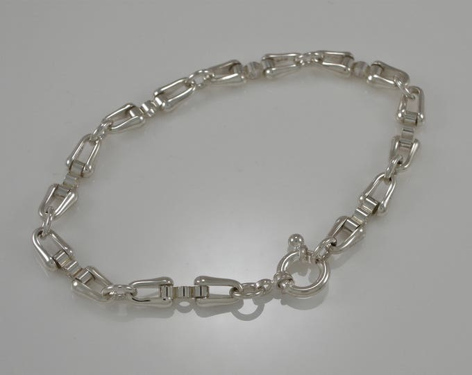Sterling Equestrian Chain Bracelet | Mens Silver Link Bracelet |  925 Silver Link Bracelet | Keiser Sterling Jewelry | Mens Bracelet