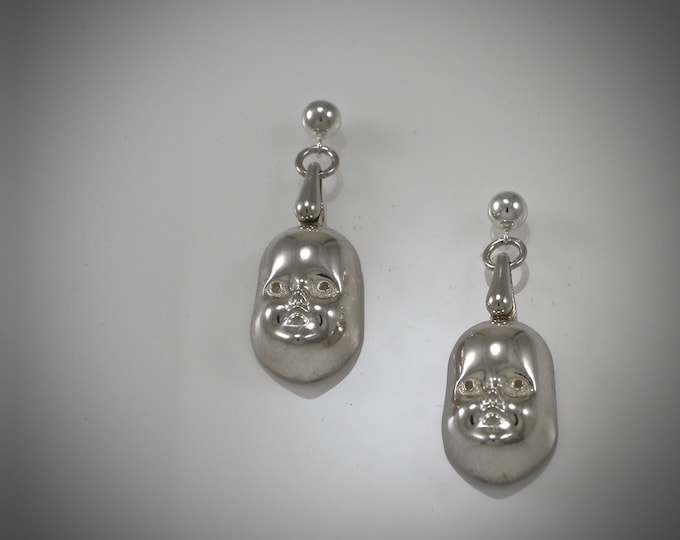 Sterling Silver Doll Face Earrings | Childs Face Earrings | 925 Dangle Earrings | Keiser Sterling Jewelry | Baby Doll Earring | Face Earring