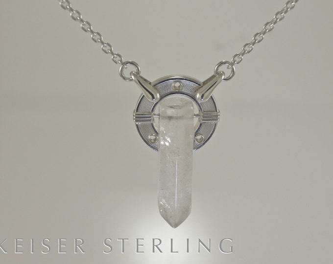 Sterling Silver Quartz Crystal Monument Pendant |   Crystal Healing Pendant | Keiser Sterling Jewelry | 925 Silver Pendant | Handmade USA