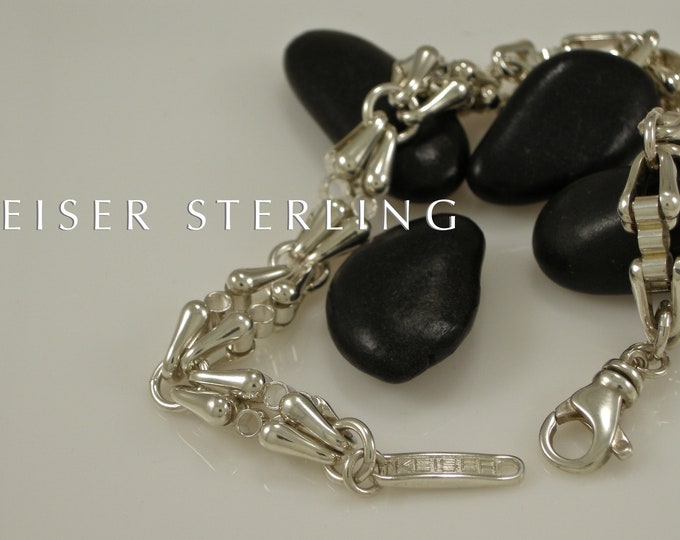 Sterling Heavy Equestrian Chain Bracelet | Mens Biker Link Bracelet |  925 Silver Link Bracelet | Keiser Sterling Jewelry | Handmade Chain