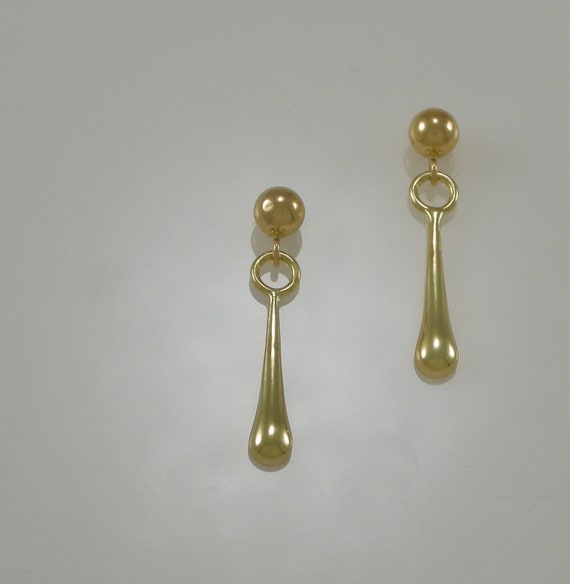18KT  Teardrop Dangle Earrings | 18K Gold Drop Earrings | Gold Post Earrings | Keiser Sterling Jewelry | 750 Gold Earrings | Drop Earrings
