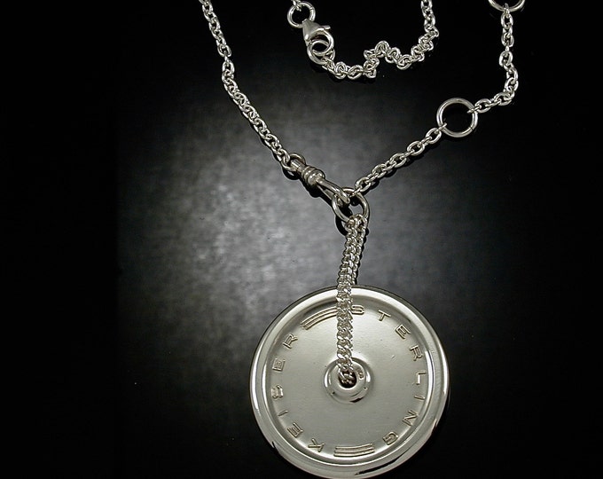 Sterling Modern Coin Pendant | Silver Moto Wheel | Mens Coin Pendant | Keiser Sterling Jewelry | 925 Ingot Necklace | Motorcycle Wheel Coin