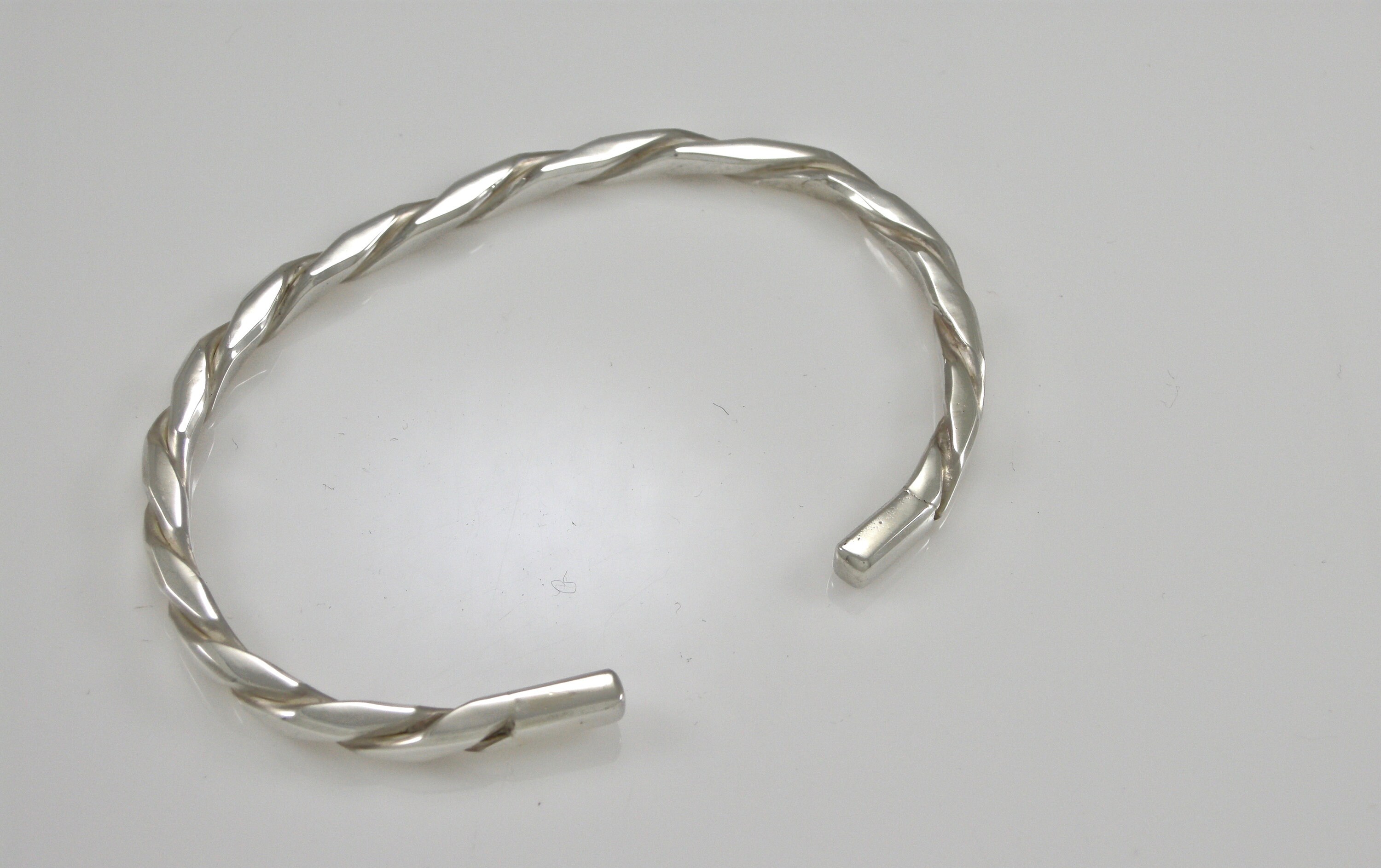 Mens Sterling Silver Rope Bracelet Cuff Bracelet Twisted Square