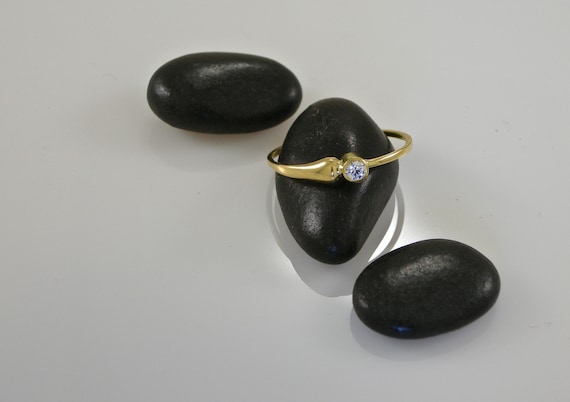 18KT Solid Gold Stacking Snake Ring / Cubic Zirconia | Ouroboros 18K Band | Keiser Sterling Jewelry | 750 Modern Snake Ring | Engagement |
