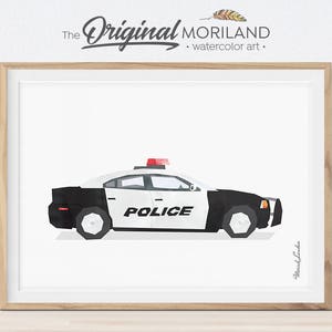 Polizeiauto Aquarell Kunstdruck, Junge Zimmer Dekor (Digitaler Download)
