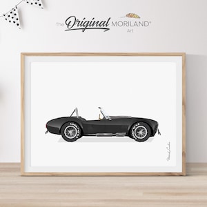 Black Convertible Sports Car Print, Vintage Car Printable, Boy Nursery Décor, Car Poster, Personalized Gifts for Dad | MORILAND®