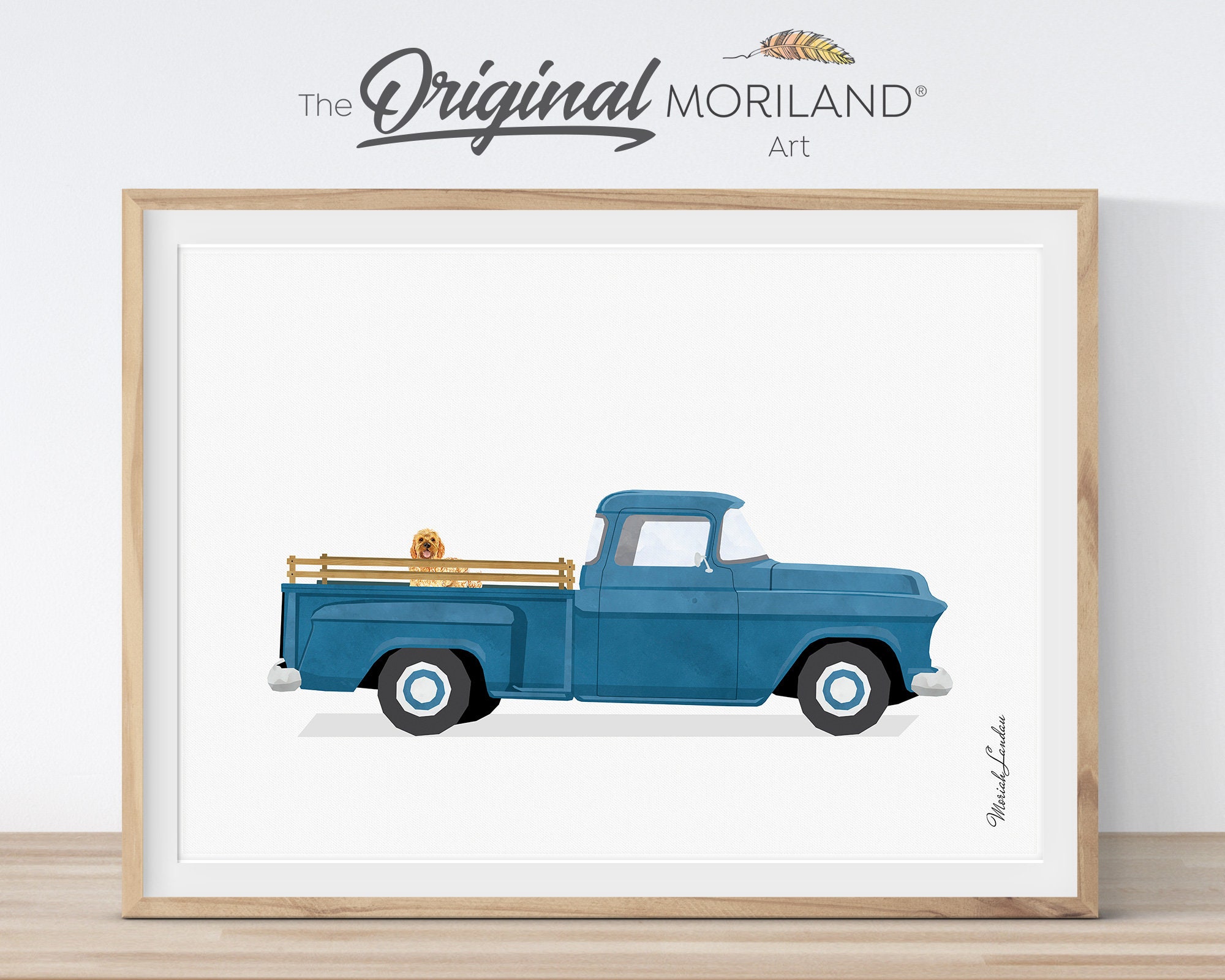 Golden Doodle in Blue Truck Print, Pet Wall Art (digital File) - Etsy
