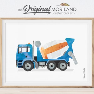 Concrete Mixer Print, Cement Mixer Truck Print, Transportation Wall Decor, Children&#39;s Prints, Construction Print, Construction Printable