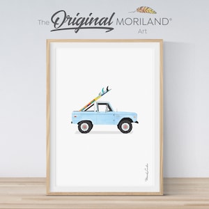Baby Blue Classic Truck with Surfboards Print | Vertical  Vintage Car Printable, Bedroom Wall Art, Surfboard Wall Art, Surf Decor, MORILAND®