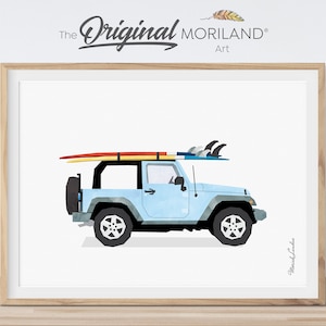 Baby Blue Car with Surfboards Print, Surfboard Wall Art, Surfboard Print, SUV Girl, Printable Vehicle, Summer Art, Surf Art | MORILAND®