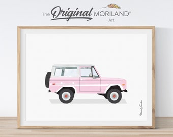 Pink SUV Print, SUV Wall Art, Girl Wall Art, Girls Room Decor, Toddler Room Decor, Girl Gift, Vintage Car, Car Print, Printable