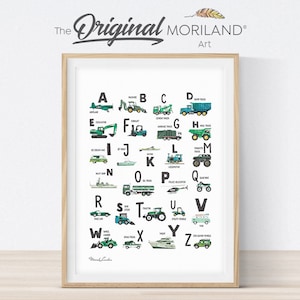 Alphabet Print, Vertical Transportation Alphabet Poster, Printable ABC Print, Alphabet Art, Nursery Decor, Construction Print, MORILAND®