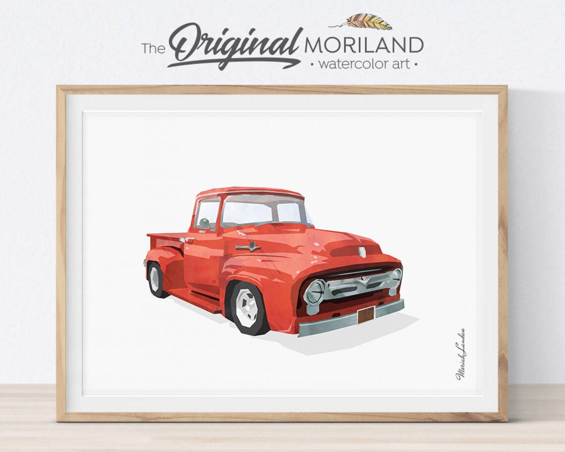 Red Pickup Truck Print Pickup Truck Wall Art Transportation - Etsy