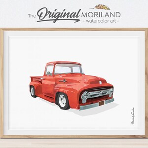 Red Pickup Truck Print, Pickup Truck Wall Art, Transportation Wall Art, Truck Art, Classic Car Art, Boy Nursery Decor, Car Printable, Retro