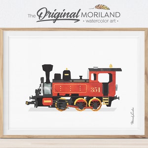 Steam Locomotive Print, Train Printable, Locomotive Art, Train Nursery Print, Play Room Decor, Train Decor, Transportation Prints